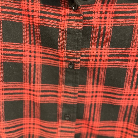 Kate Hewko Black / Red Plaid Long Shirt / Mini Dress w/ attached tank - Size L - Picture 6 of 13